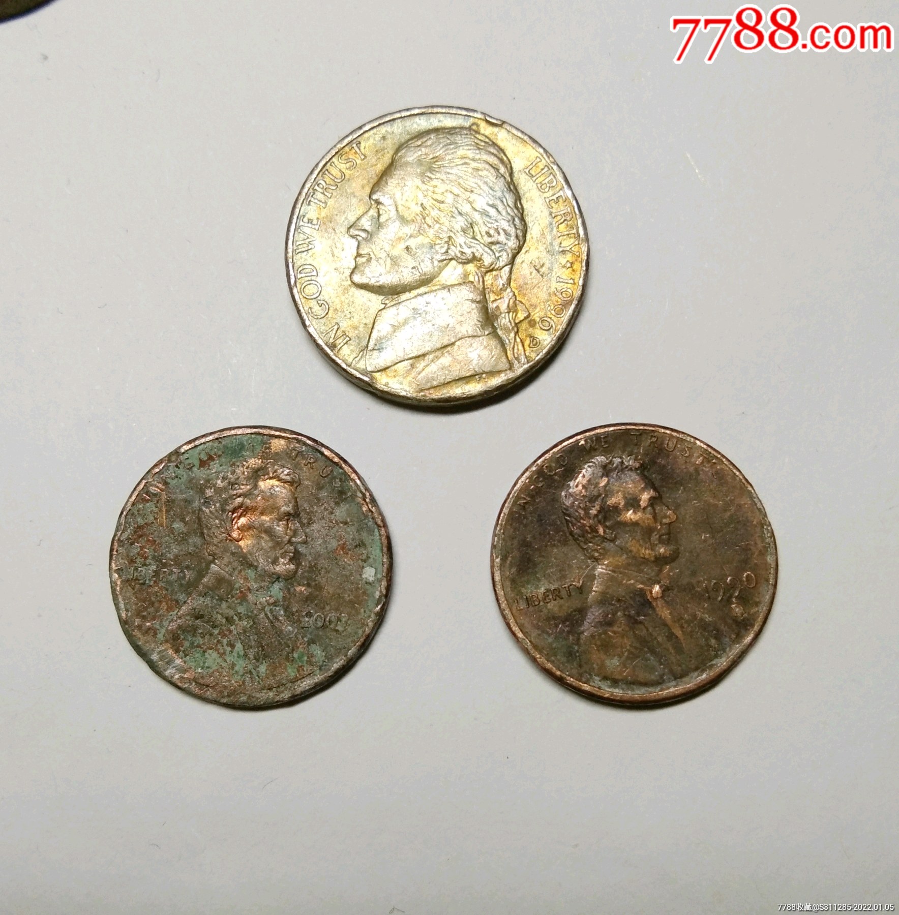 美国硬币3枚