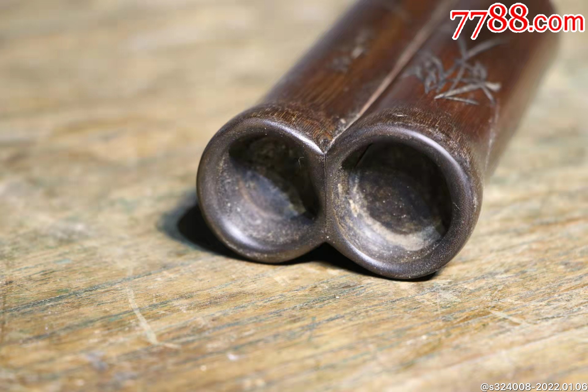 民国时期双胞胎紫竹竹筒包浆浓厚品相如图尺寸195