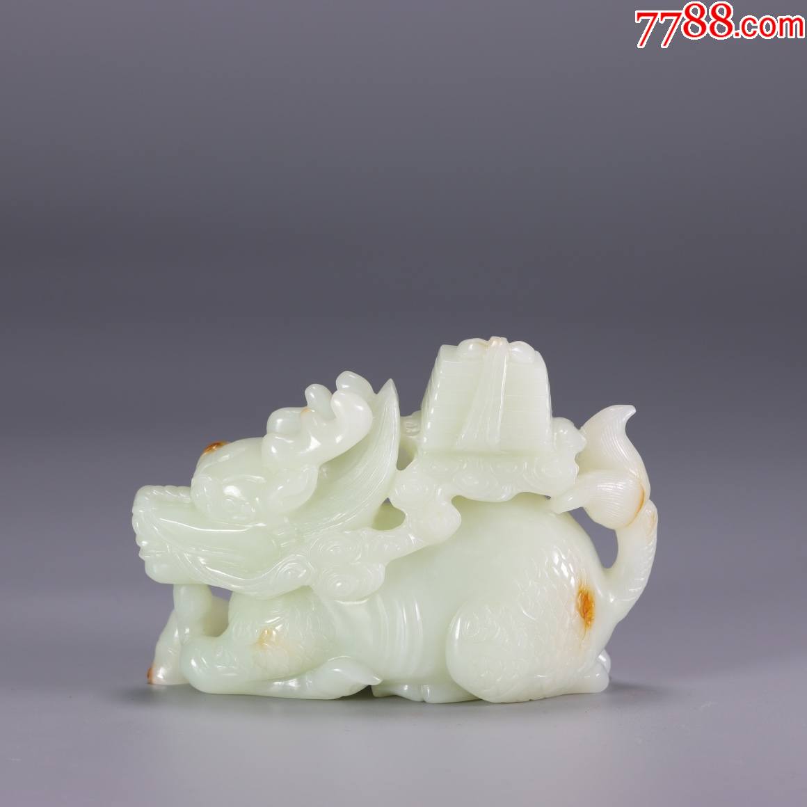 和田玉麒麟送书摆件a84s58f