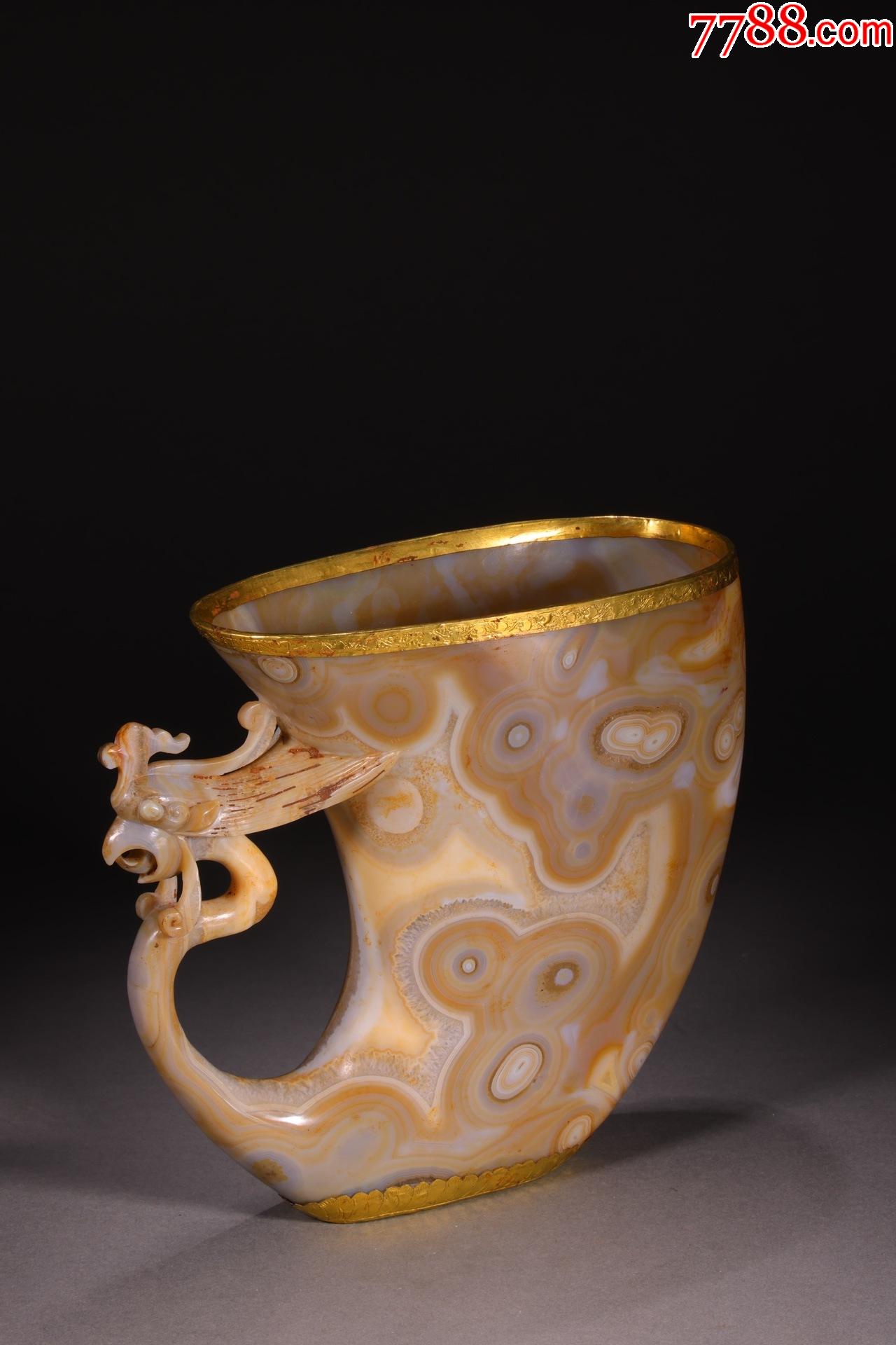 旧藏玛瑙包金凤鸟杯