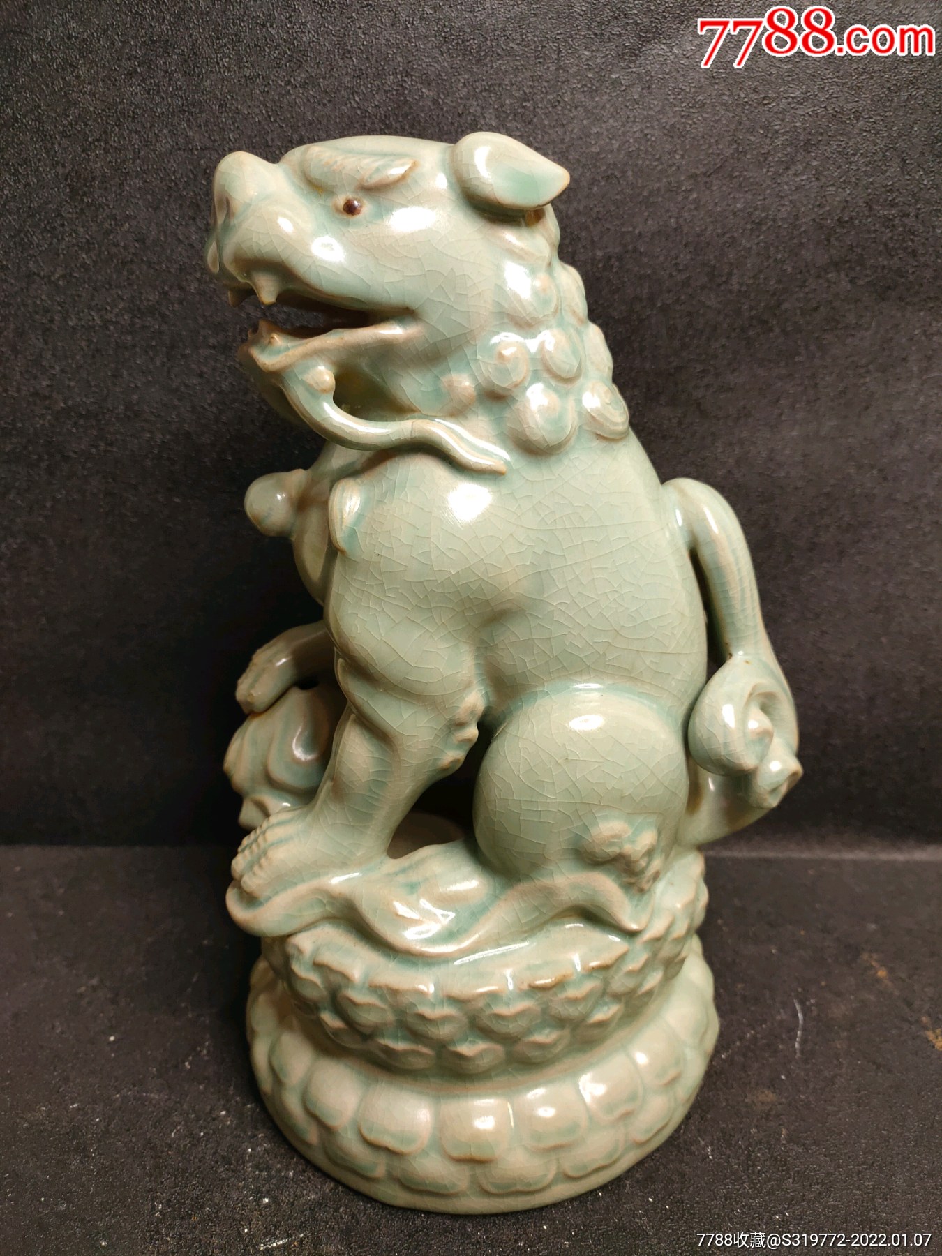 汝瓷狮子摆件,老瓷器【一切皆缘】_第1张_7788陶瓷