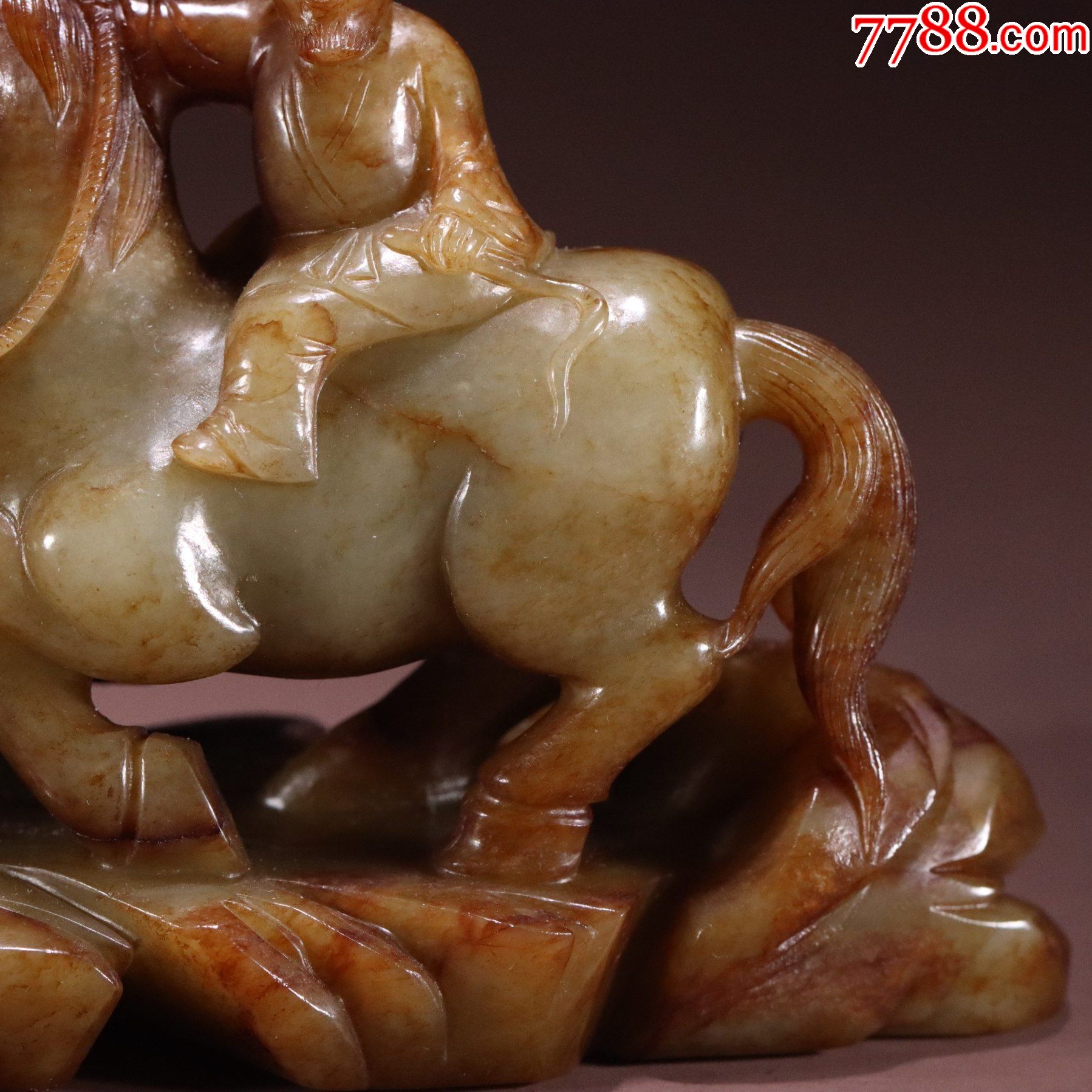 和田玉籽料马到成功摆件