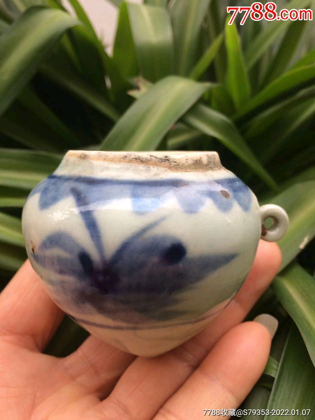 清代青花鸟食罐