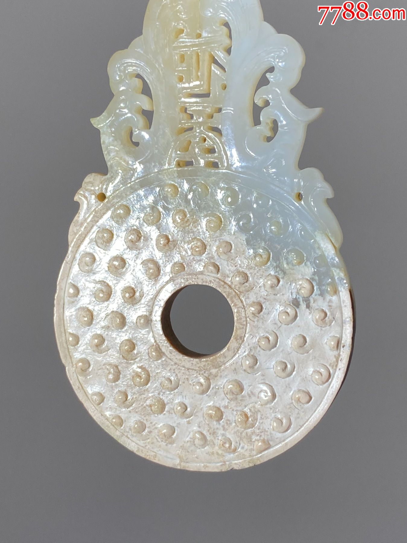 西汉出廓谷纹白玉玉壁高古战汉玉礼器和田籽料老玉璧玉瑗挂件