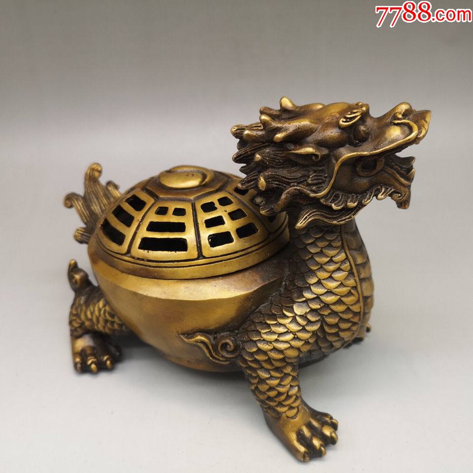 古玩收藏招财龙龟香炉香薰炉农村老物件风水摆件