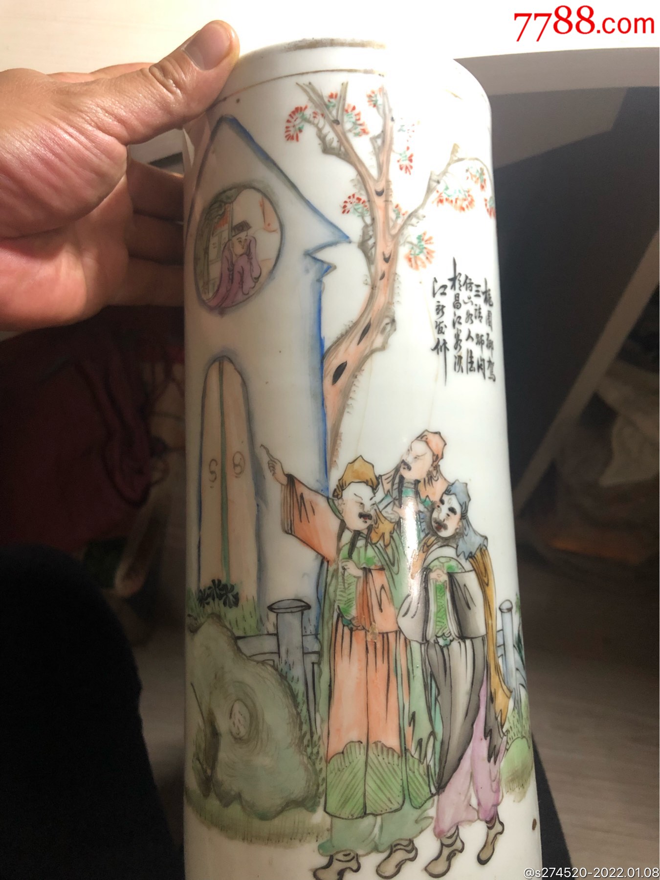 人物帽筒_彩绘瓷/彩瓷_图片欣赏_收藏价值_7788漫画原稿