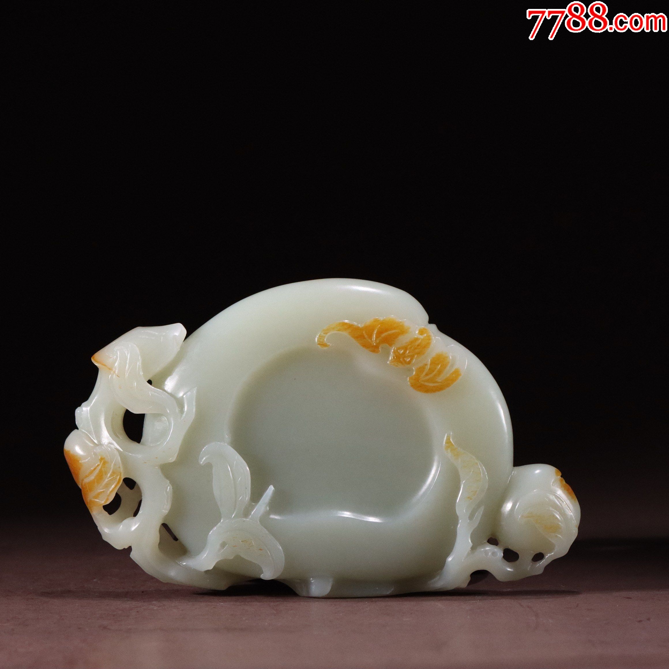 和田玉福寿双全桃形砚台