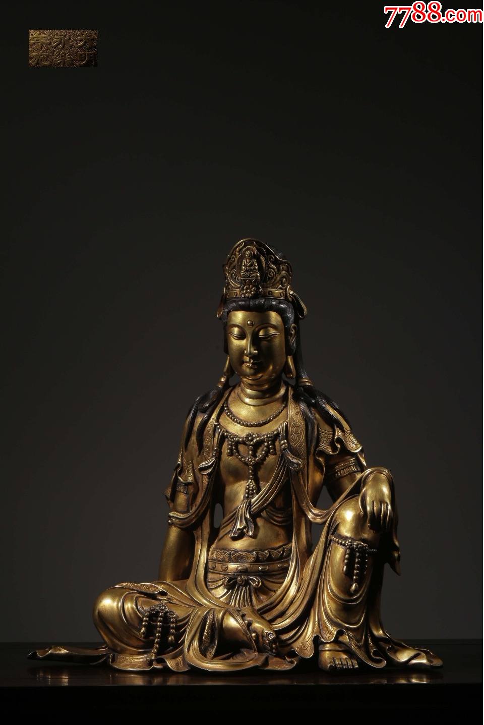 铜鎏金自在观音坐像-价格:38000元-se84831522-佛像/造像-零售-7788