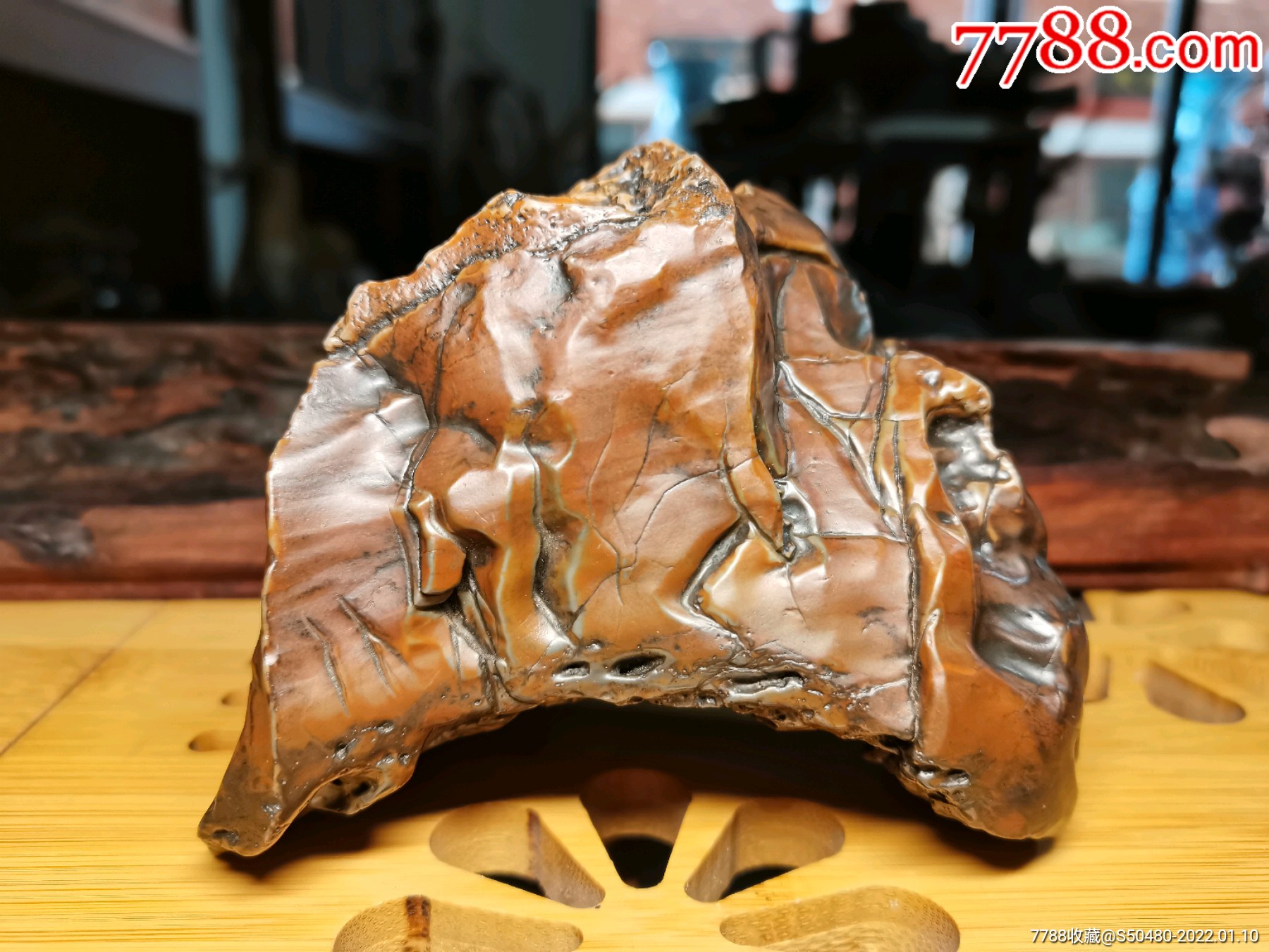 天然型皮色内蒙阿拉善老皮马牙开片戈壁石景观造型石