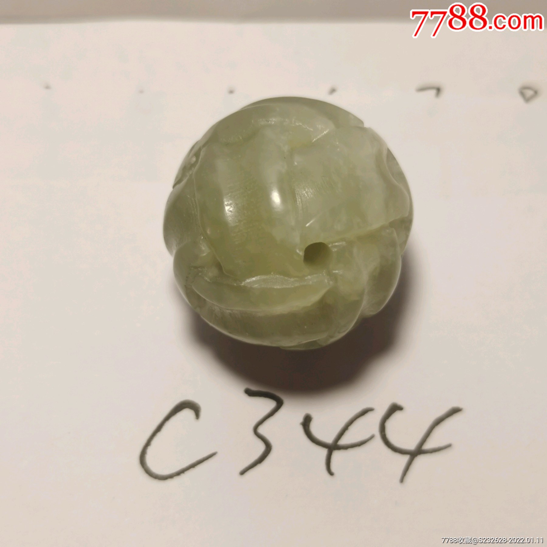 五千年小店c344和田玉回形绳纹绣球路路通配珠子约22略随形小绺