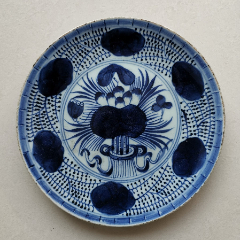 清代清早期清三代，康熙早期青花凤凰牡丹盘-青花瓷-7788旧书网