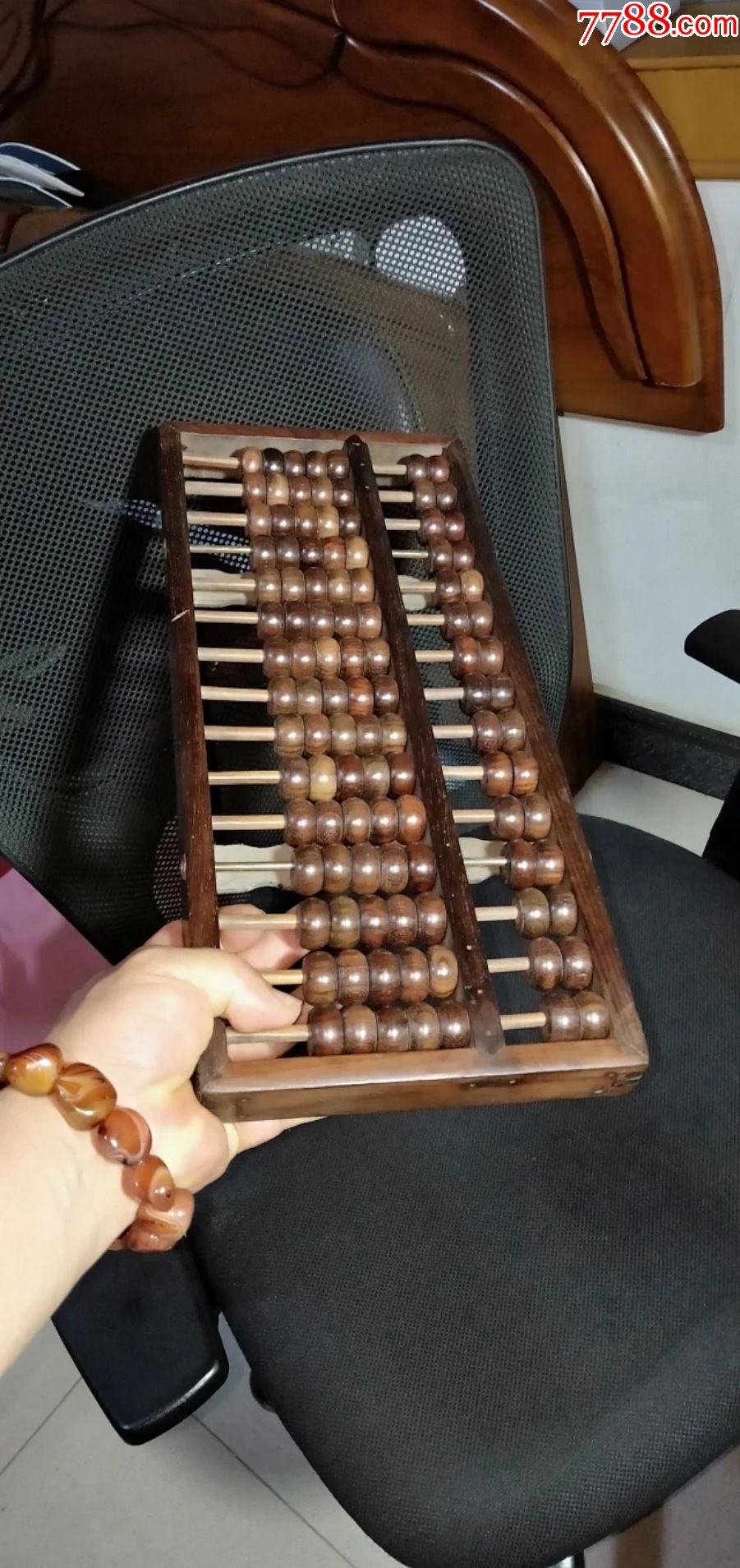 496号13档金星小叶紫檀老算盘35/17/3cm_古玩珍藏店【7788青花瓷收藏
