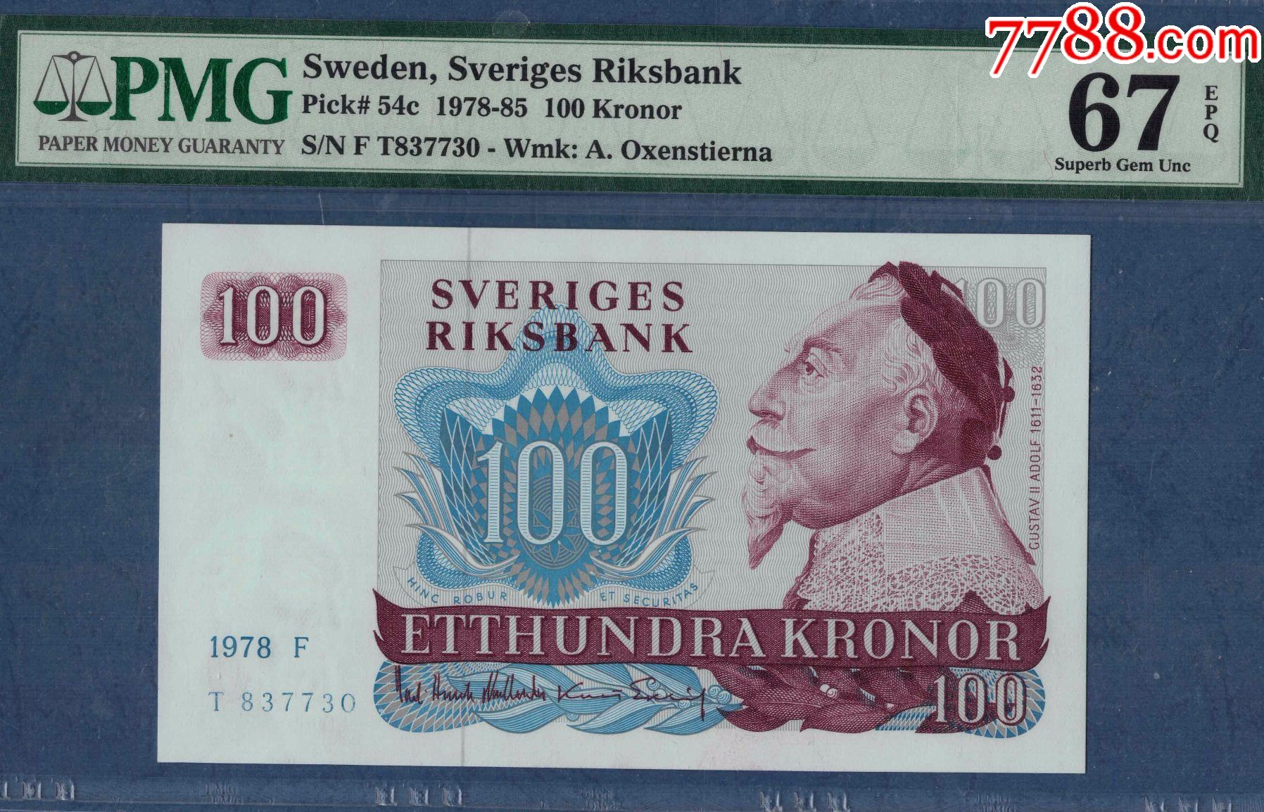 瑞典1978年100克郎实物图unc
