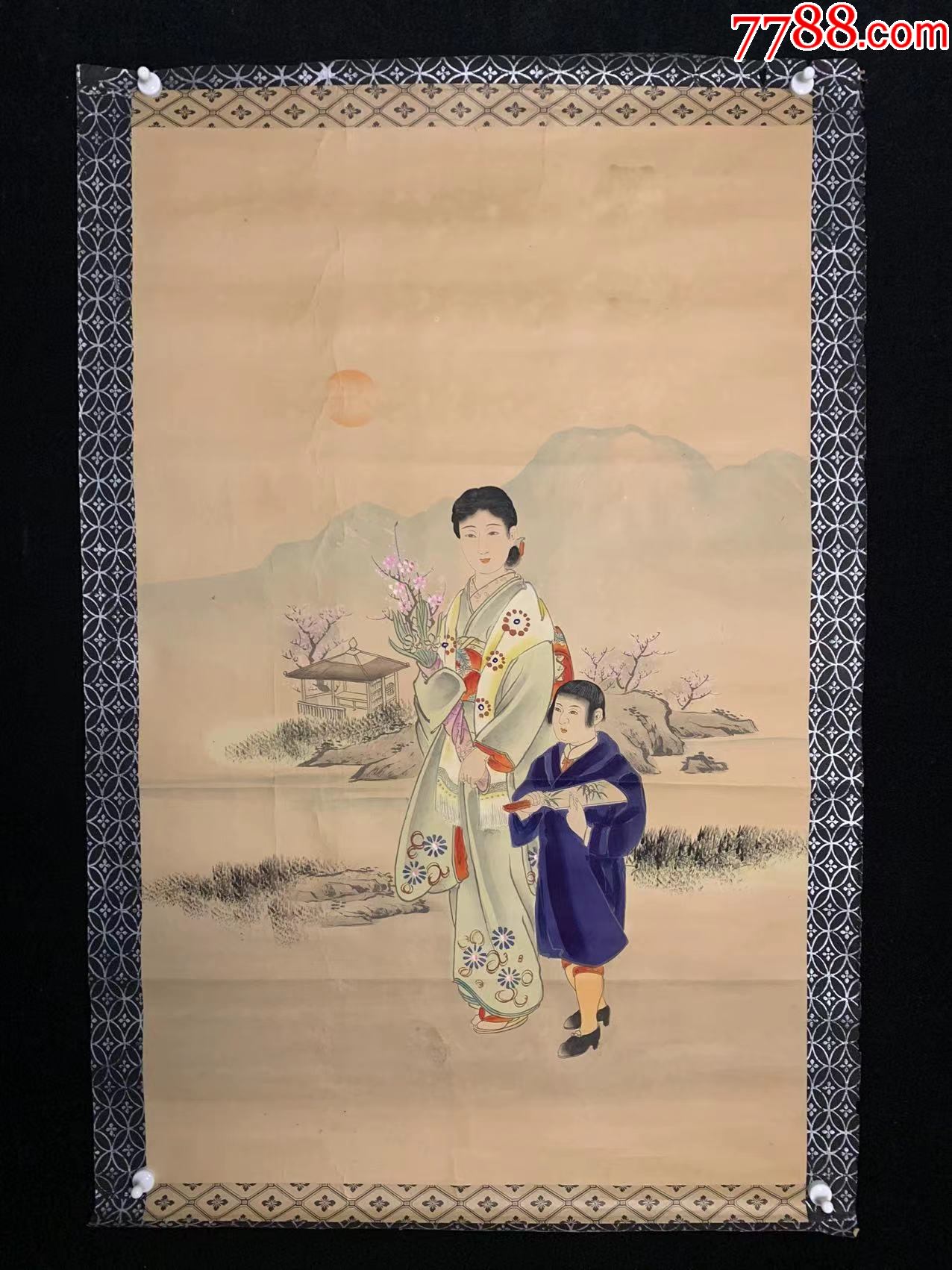 日本回流老字画纸本民国人物彩绘4514中古老书画书房茶挂-价格:130元-se84868852-人物国画原作-零售-7788收藏__收藏热线