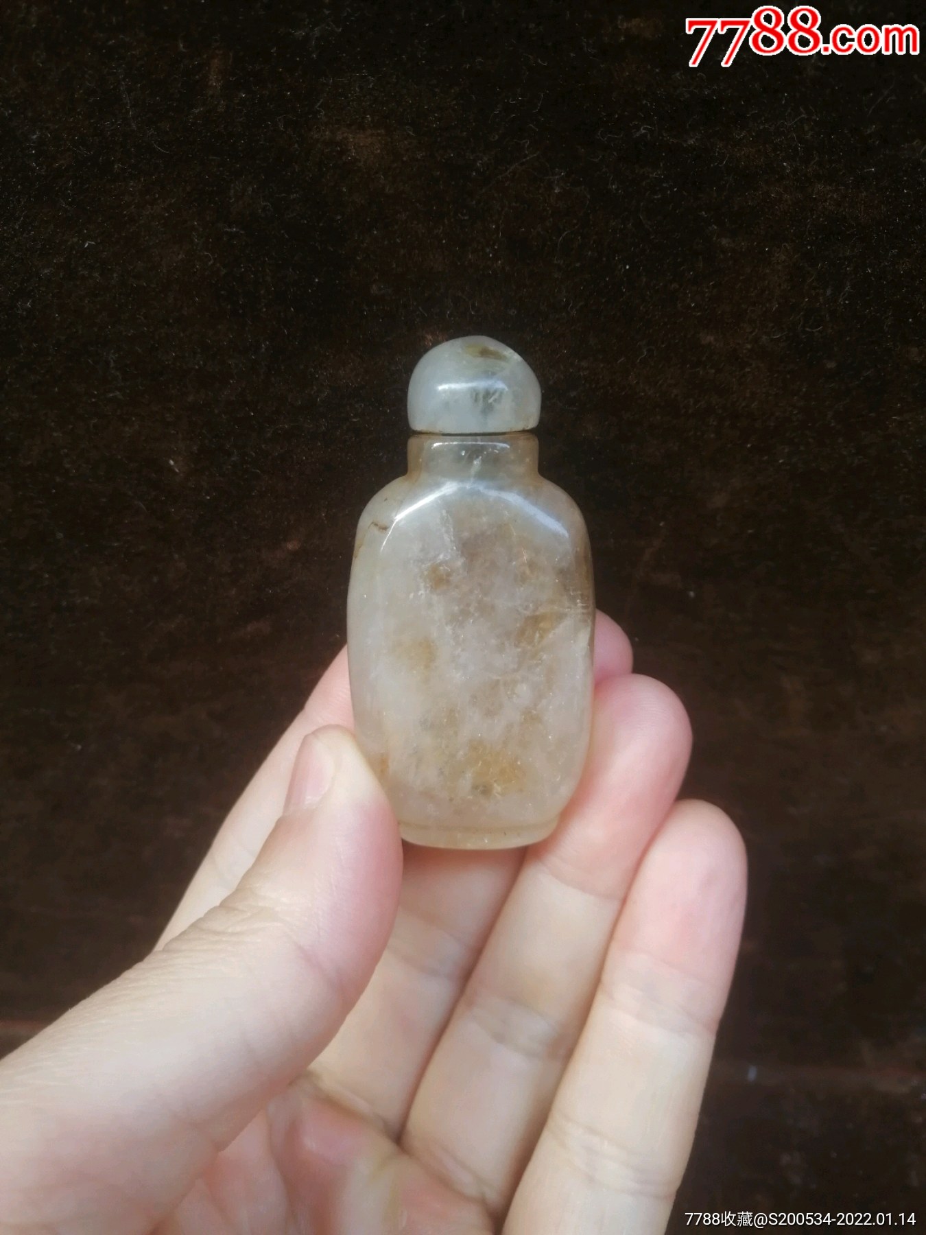 古玩收藏古董鼻烟壶水晶古玩收藏古董水晶鼻烟壶清水晶鼻烟壶一只少见