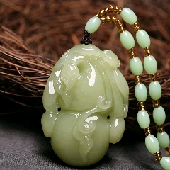  strong>天然和田玉吊坠福在眼前吊坠挂件真品玉石男女款附证书 