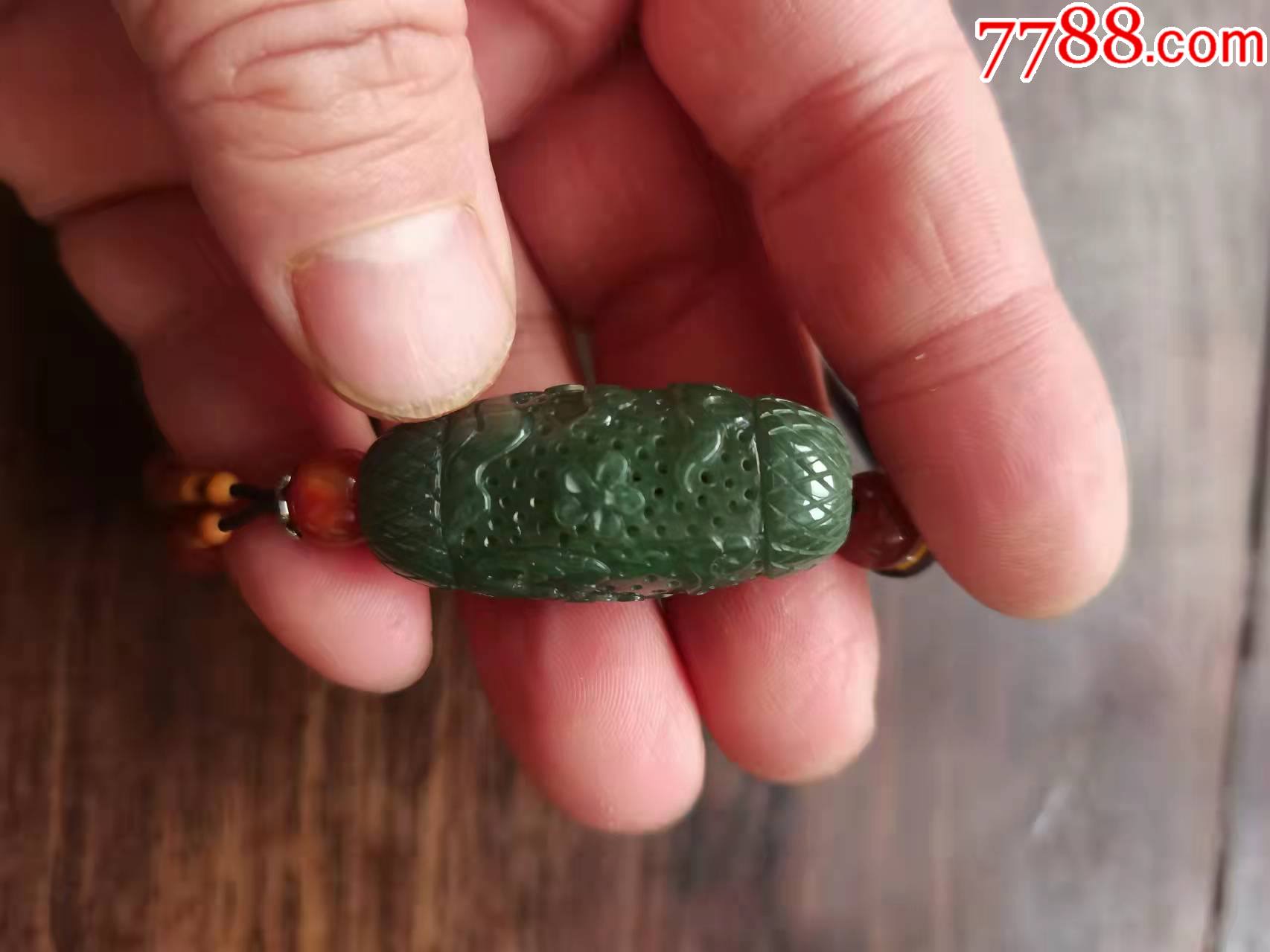 和田碧玉镂空雕凤鸟挂饰勒子碧玉吊饰