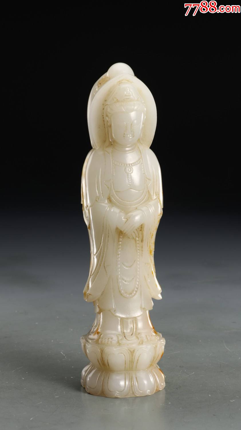 万佛楼藏和田白玉双面观音立像