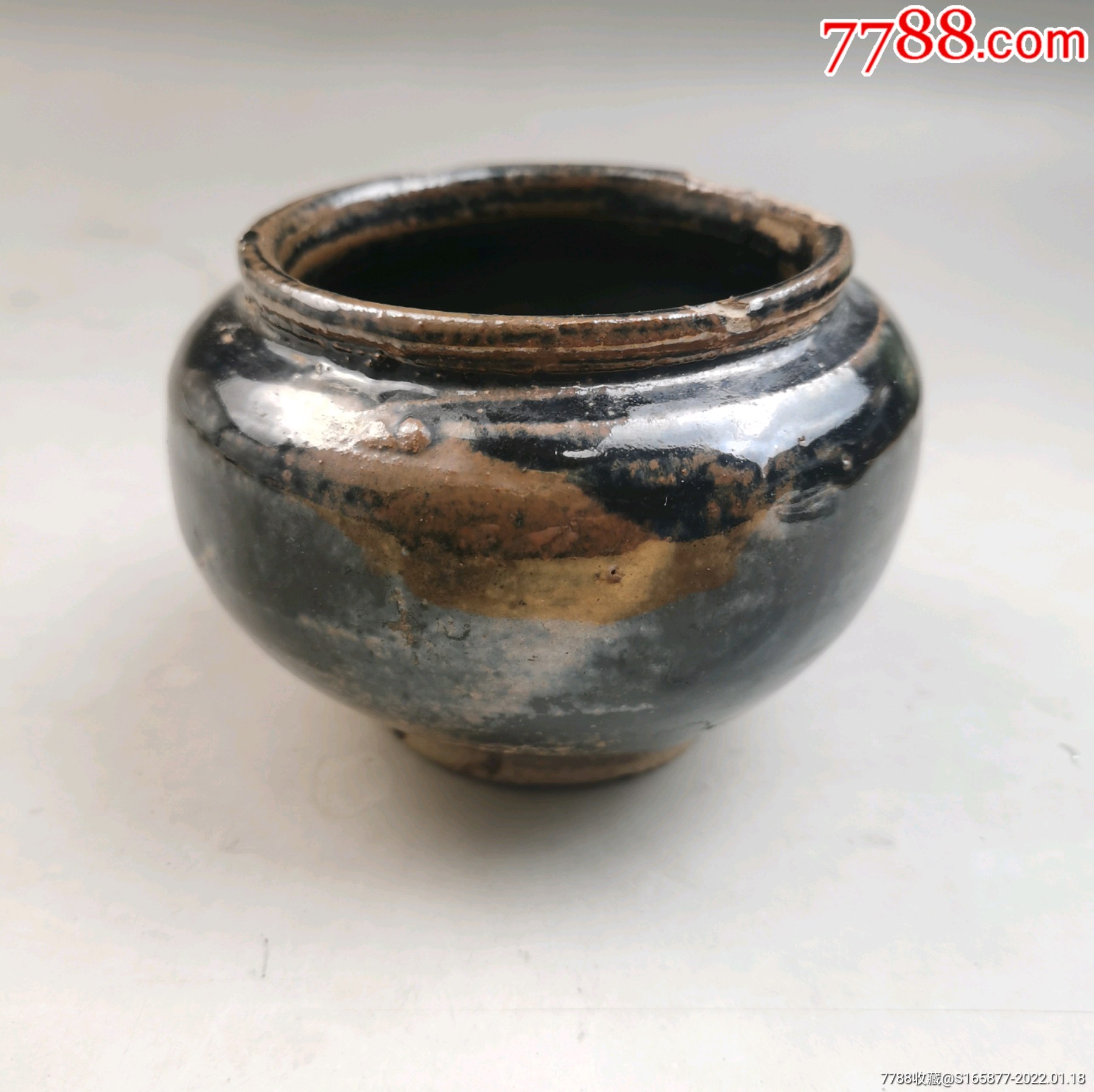 清代磁州窑窑变釉铁锈花罐子老瓷器陈设摆件民俗器包老保真收藏品