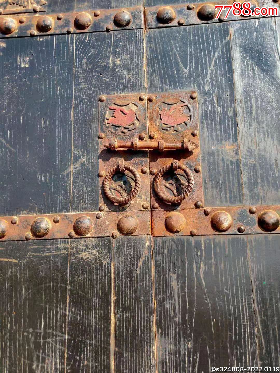民国时期的老榆木铁艺大门一套铁钉工艺精美完整漂亮
