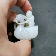 中国　 　人物刻　 和田玉 白玉 童子 細密彫 中国 人物刻 和田玉 白玉 童子 細密彫