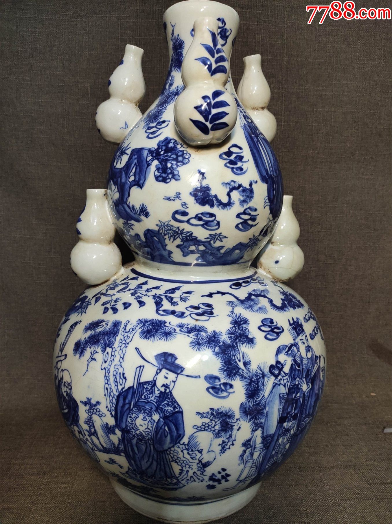 青花五福葫芦瓶-青花瓷-7788白瓷收藏