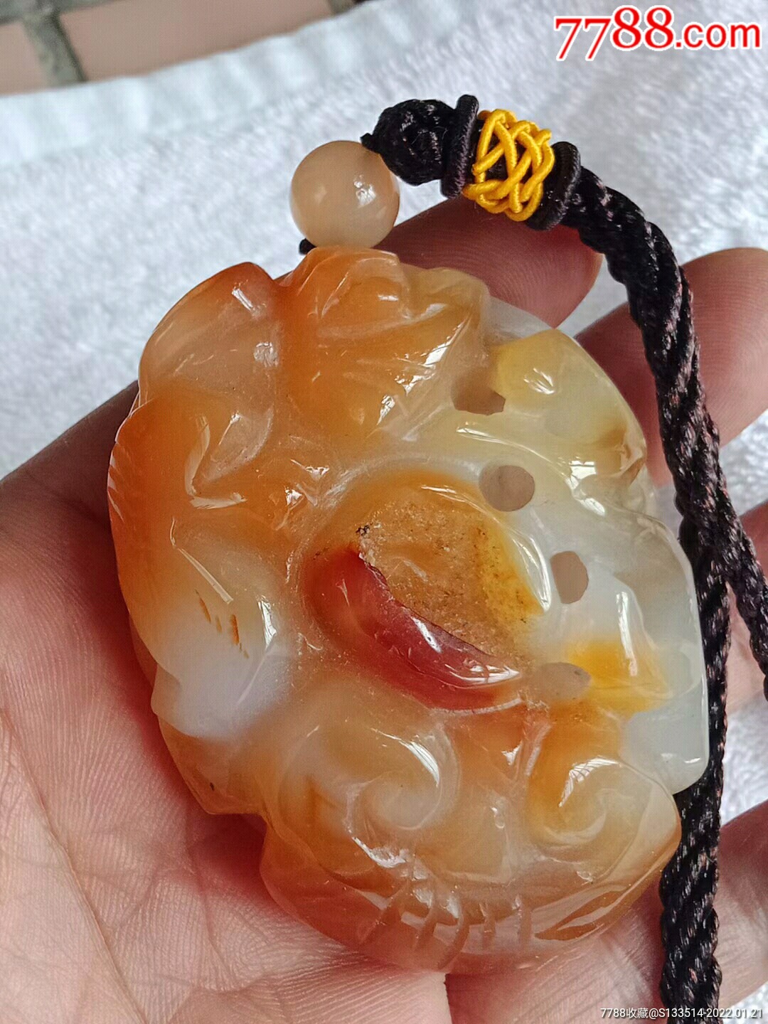 玛瑙12986如意手把件送证书