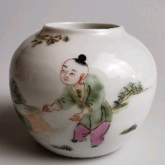 清代粉彩人物水盂-彩绘瓷/彩瓷-7788旧书网