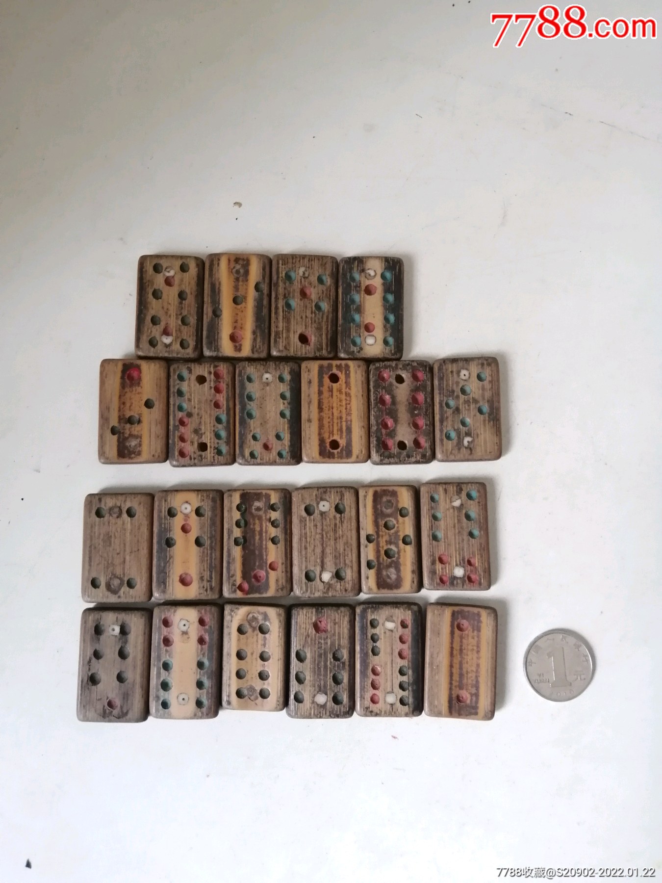民国时期老赌具竹制牌九