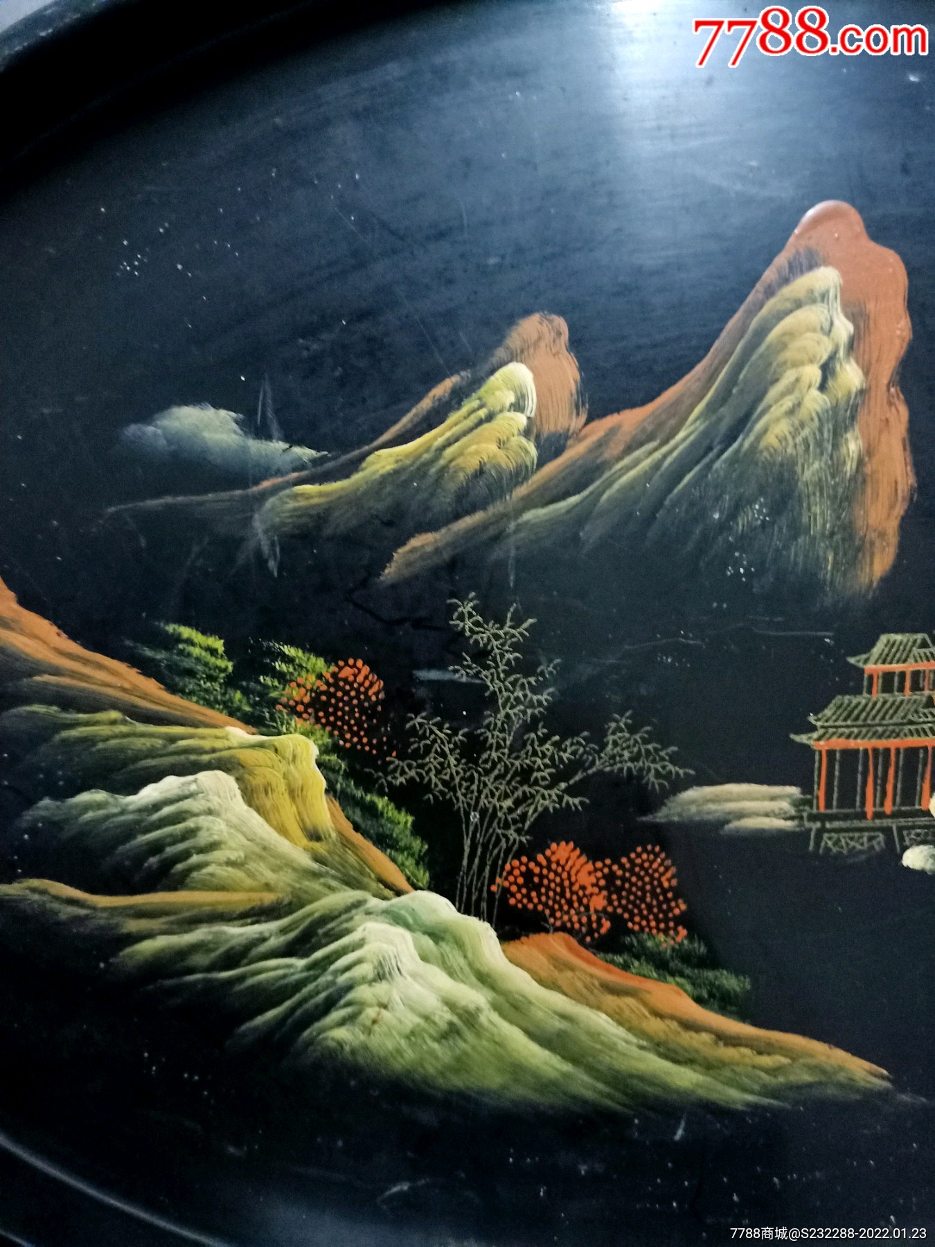 漆器赏盘手绘木质的