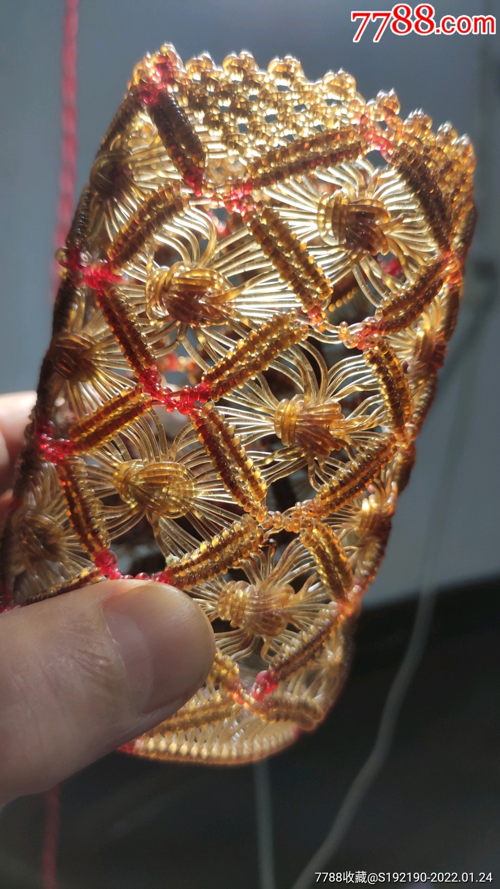 早期塑丝编织工艺品桌上摆件