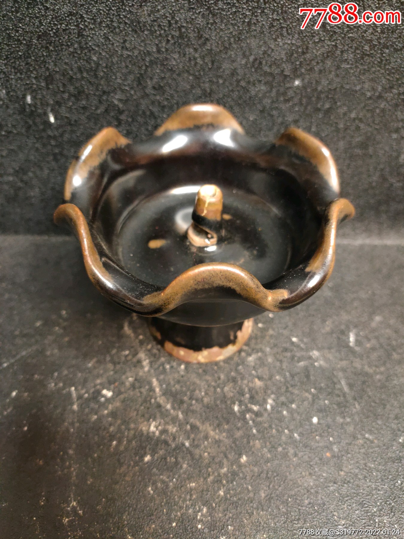 黑釉瓷油灯老瓷器