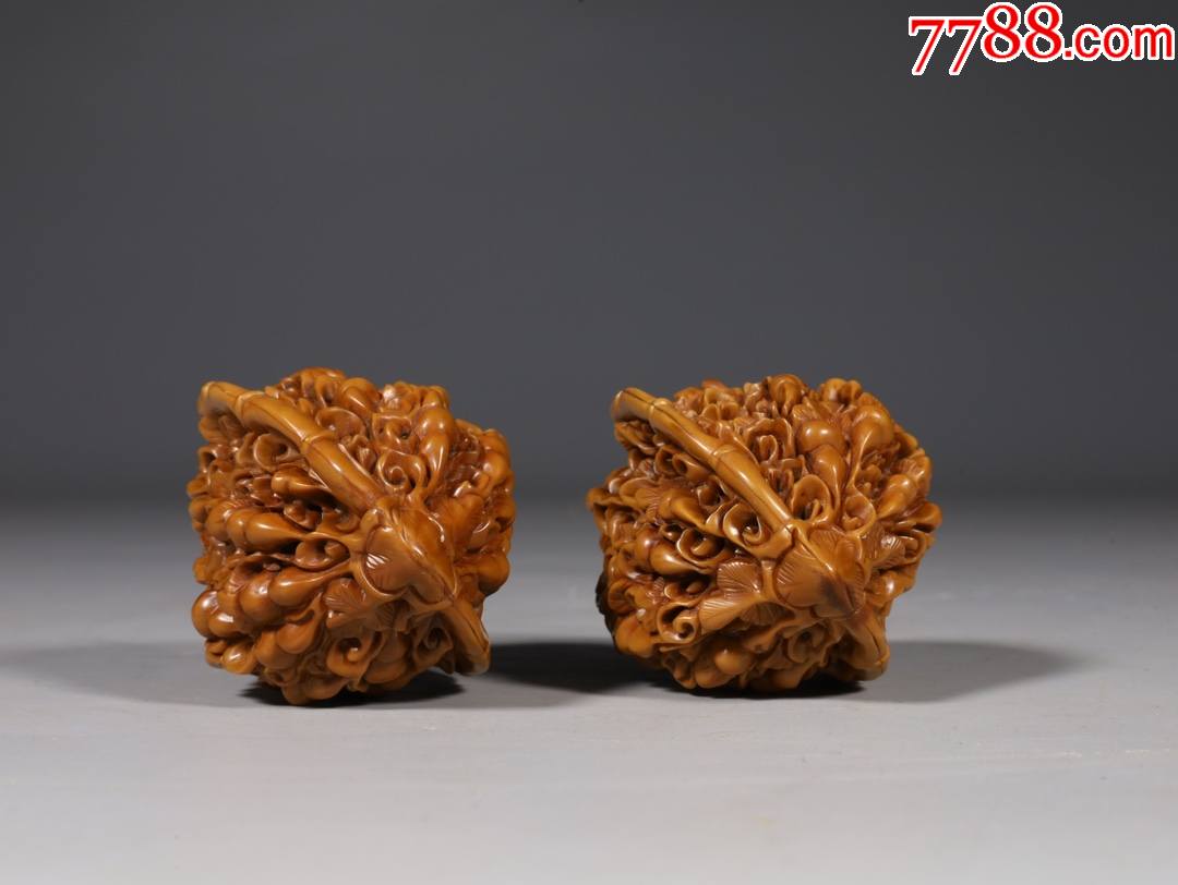 核雕福禄双全核桃手把件一对a110s7f_价格2500.