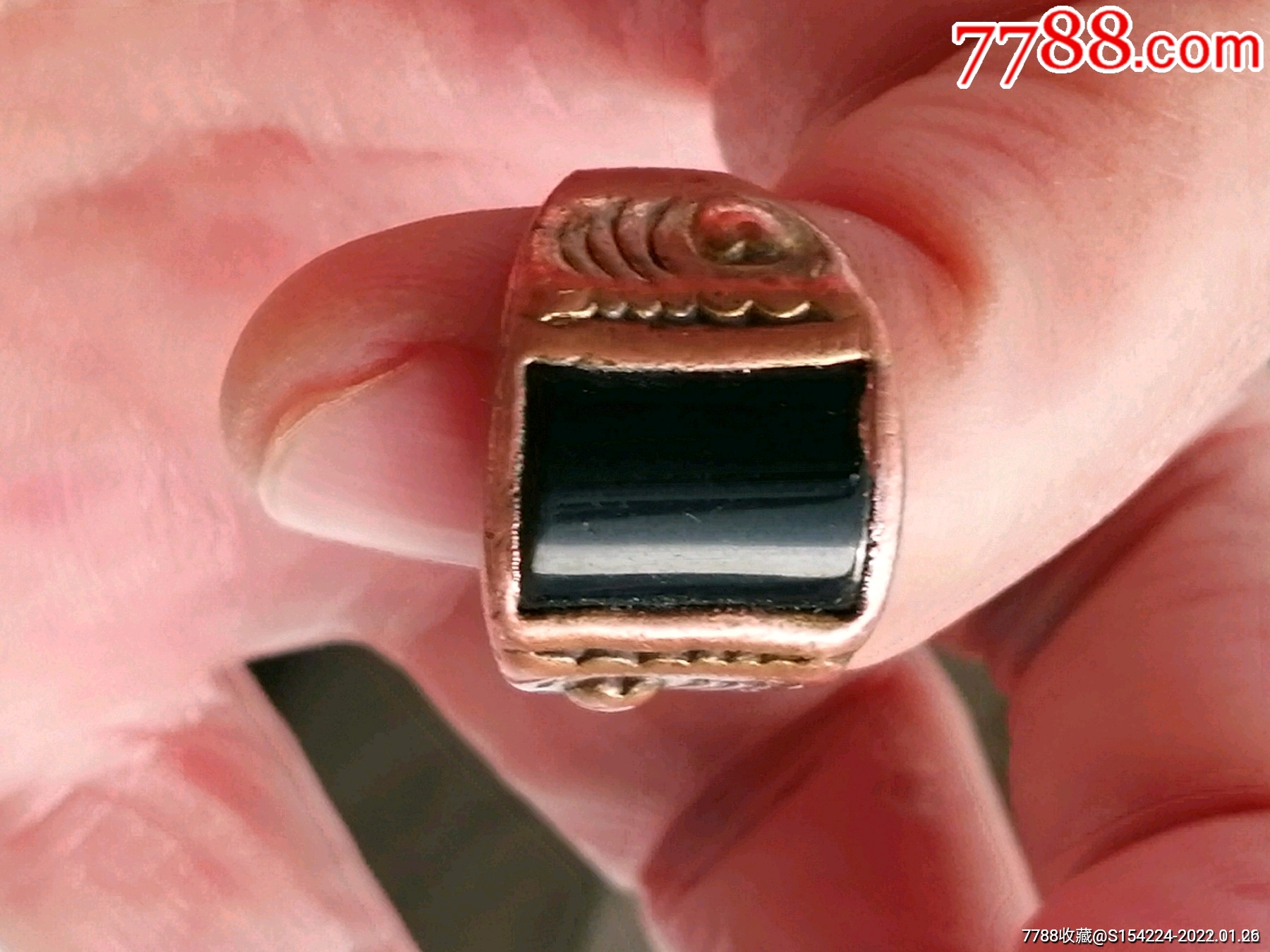 民国高档铜鎏金镶嵌玫瑰红红宝石戒指_价格1500元_第1张_7788商城