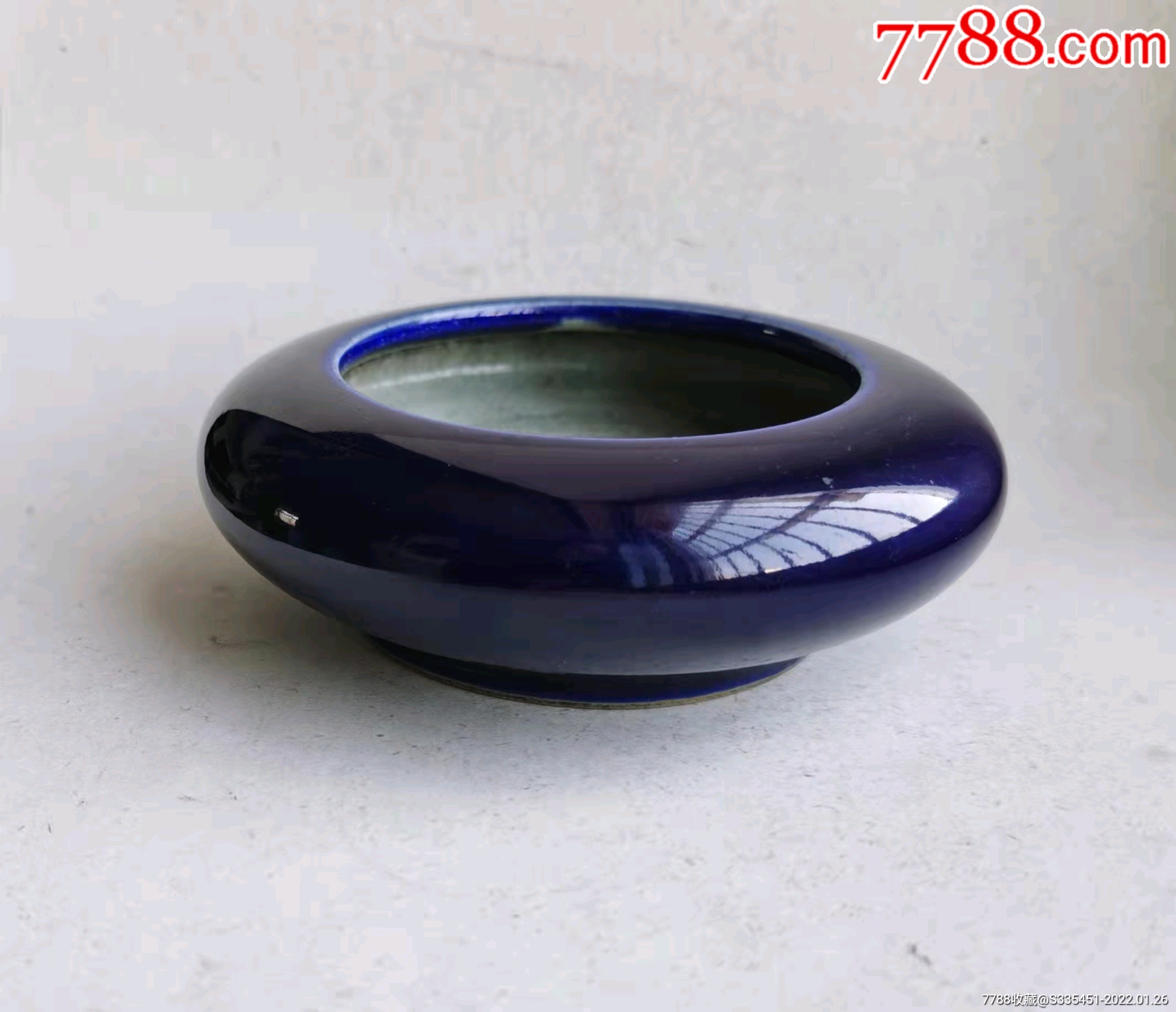 近代洋蓝水盂_水盂/砚滴_第1张_7788瓷器