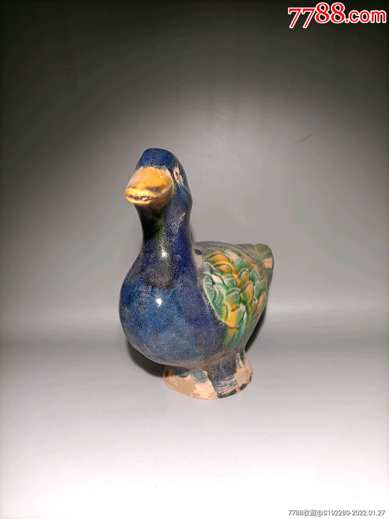 三彩釉鸭子摆件工艺品鸭与甲谐音因此鸭寓意科举之甲寓意考试