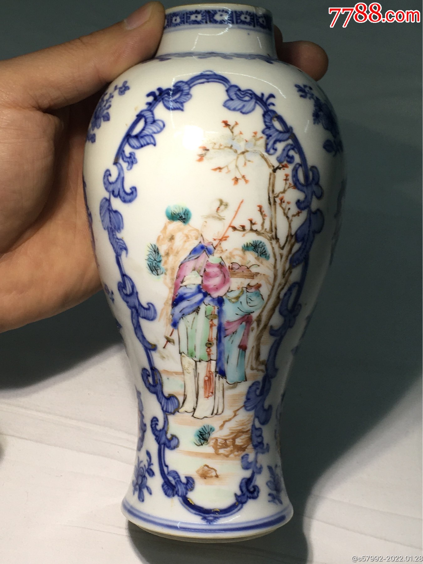 雍正青花加粉花瓶-价格:9600元-se85136285-彩绘瓷/彩瓷-零售-7788