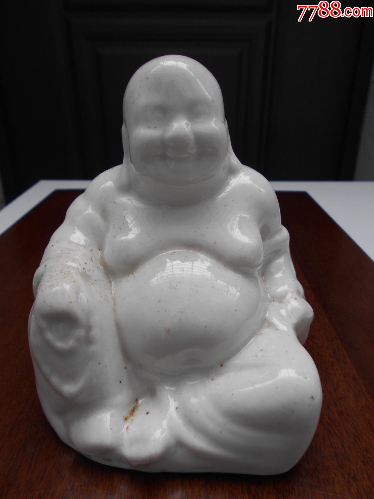 民国白瓷弥勒佛部分釉面有麻点高13宽115厘米