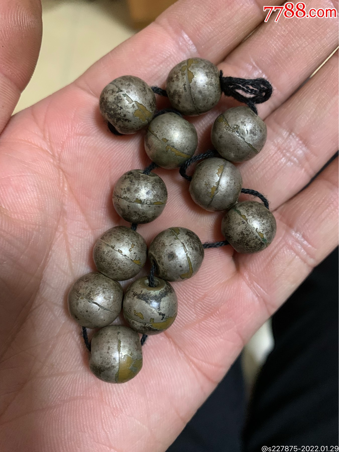 清代老银饰银包铜老手串