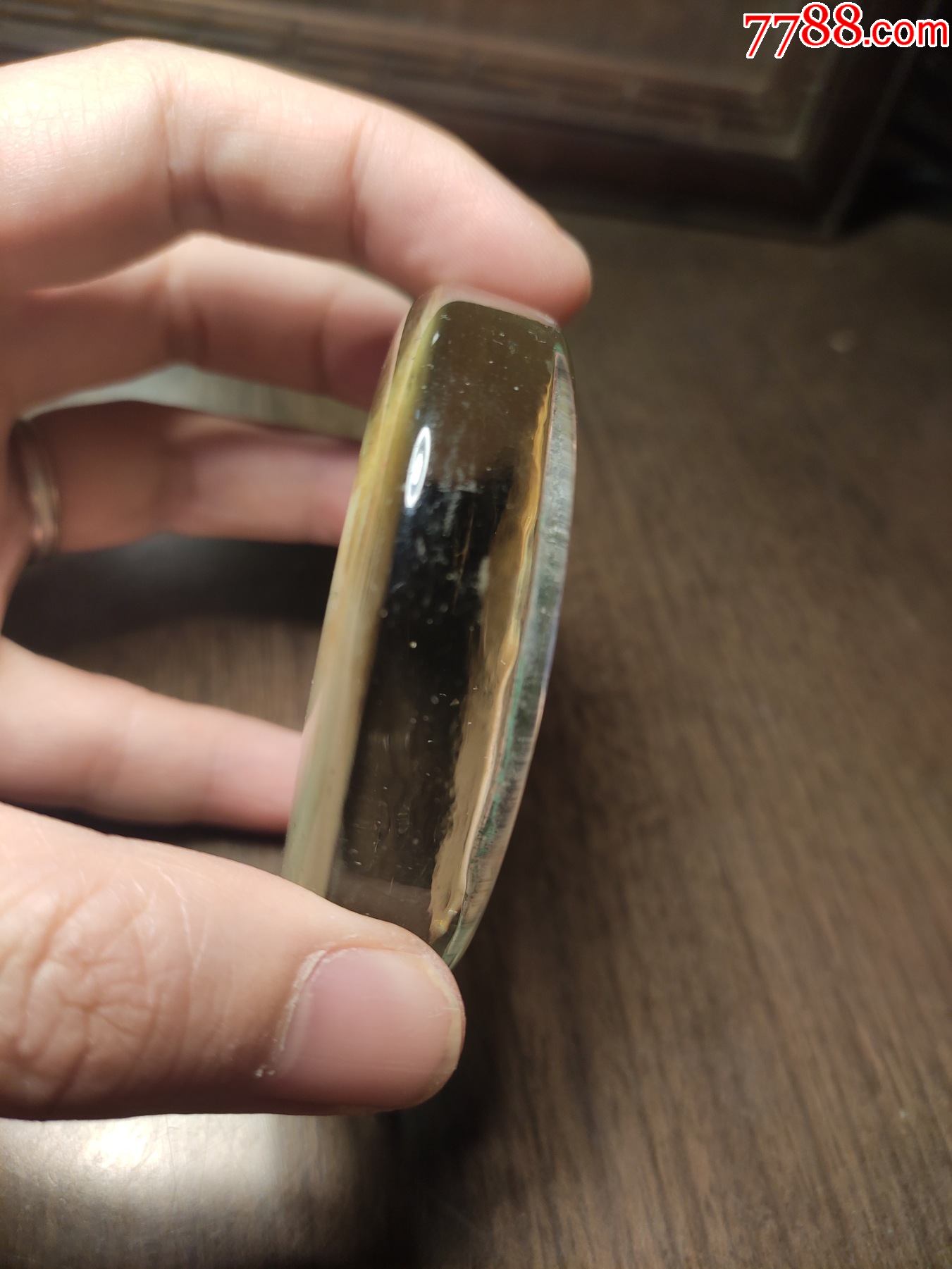 民国圆形玻璃镇尺镇纸北京颐和园十七孔桥