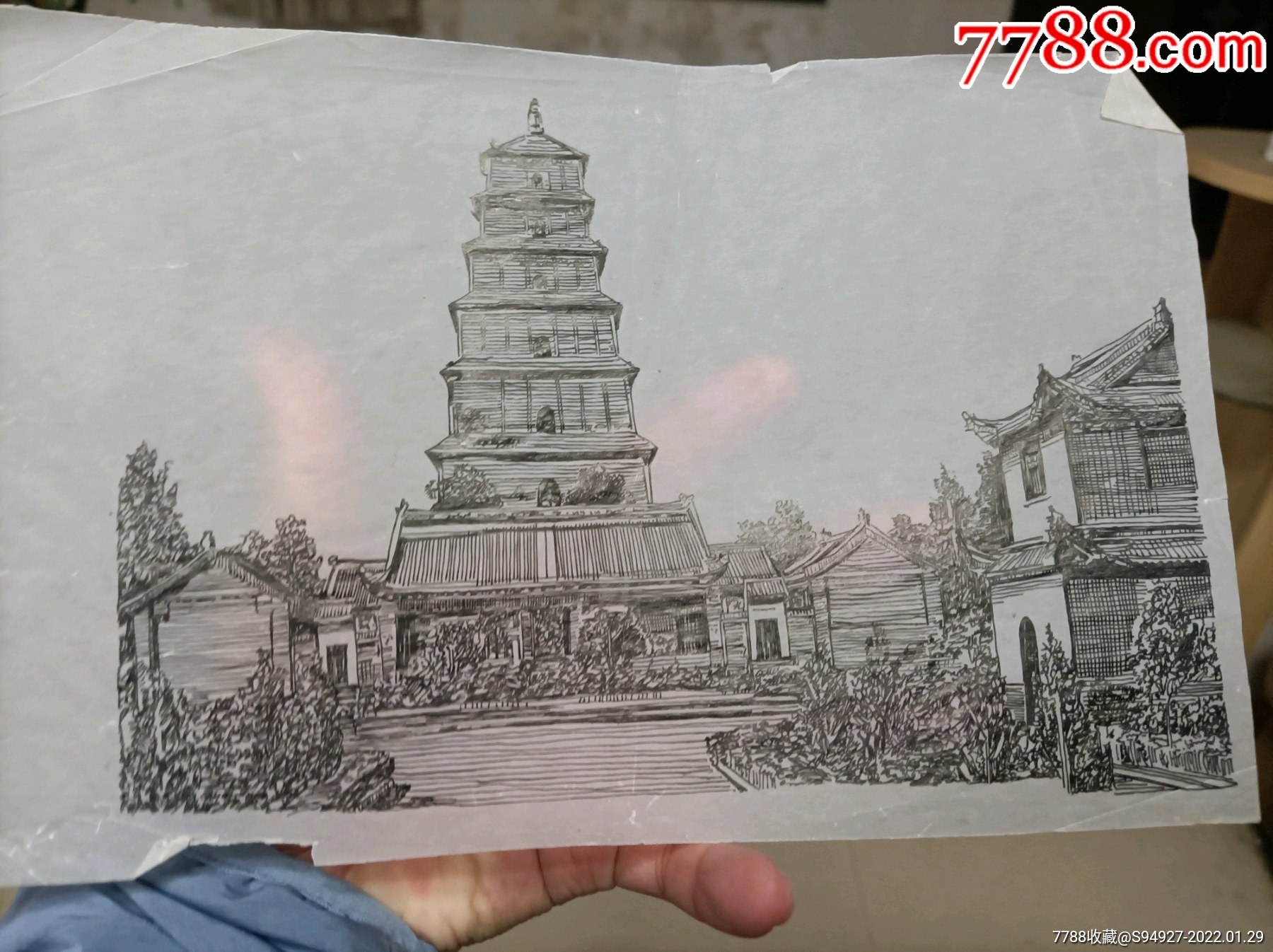 玻璃画建筑钢笔画3
