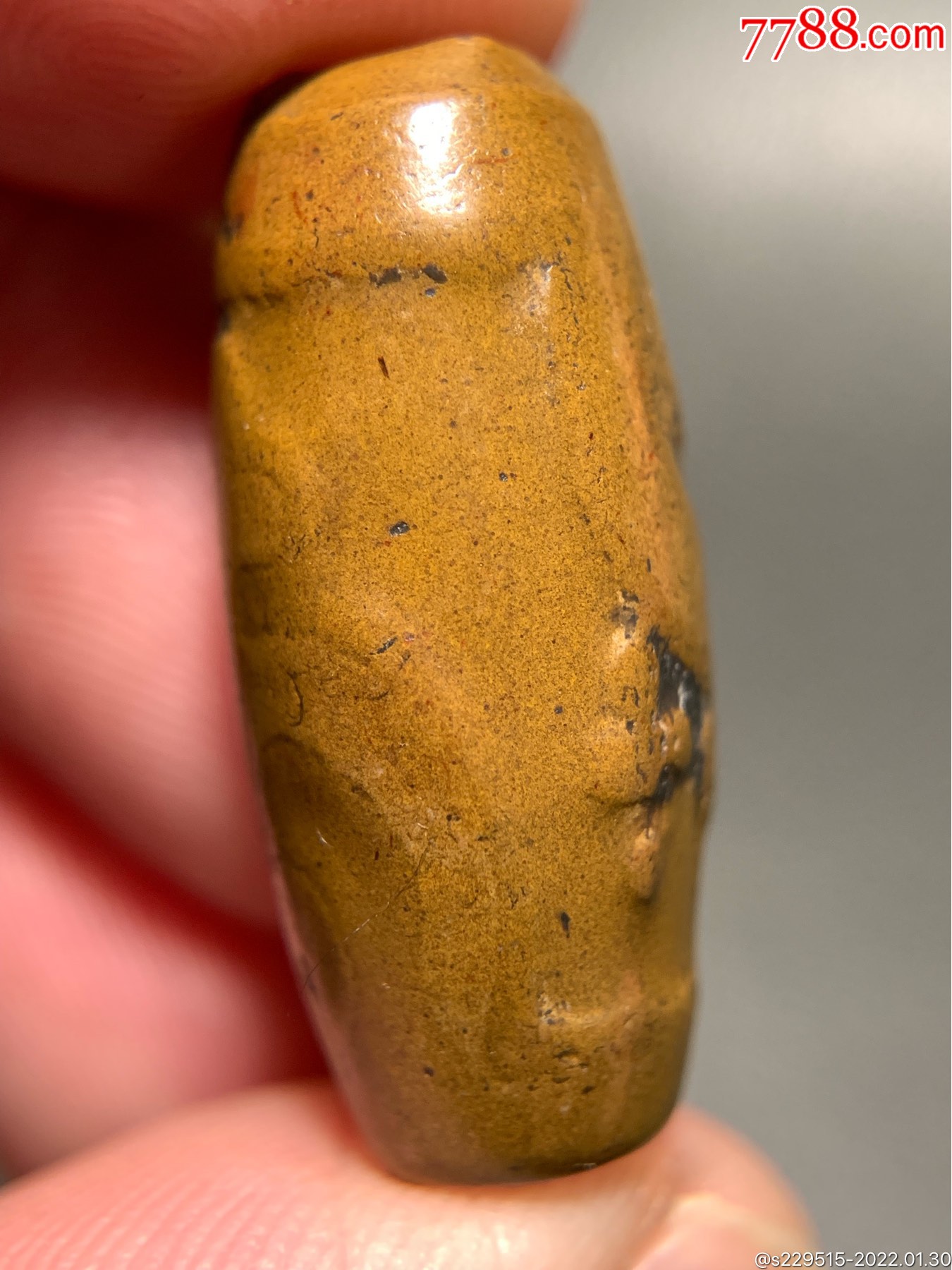 藏传阴刻纹双宝瓶黄皮象雄天珠272112毫米