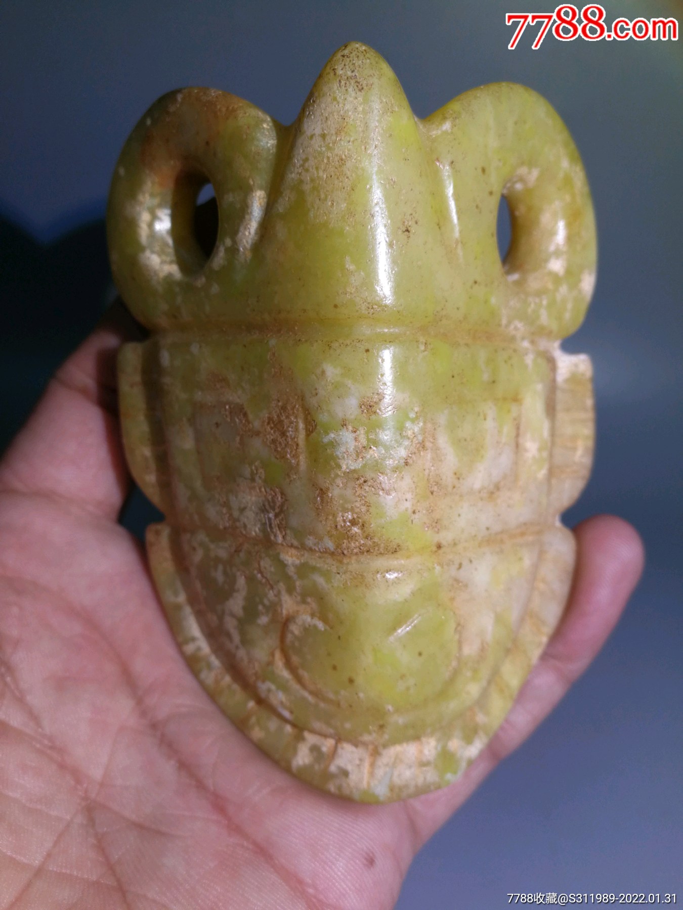 农村收的老黄玉脸风化明显包浆沁入骨红山文化