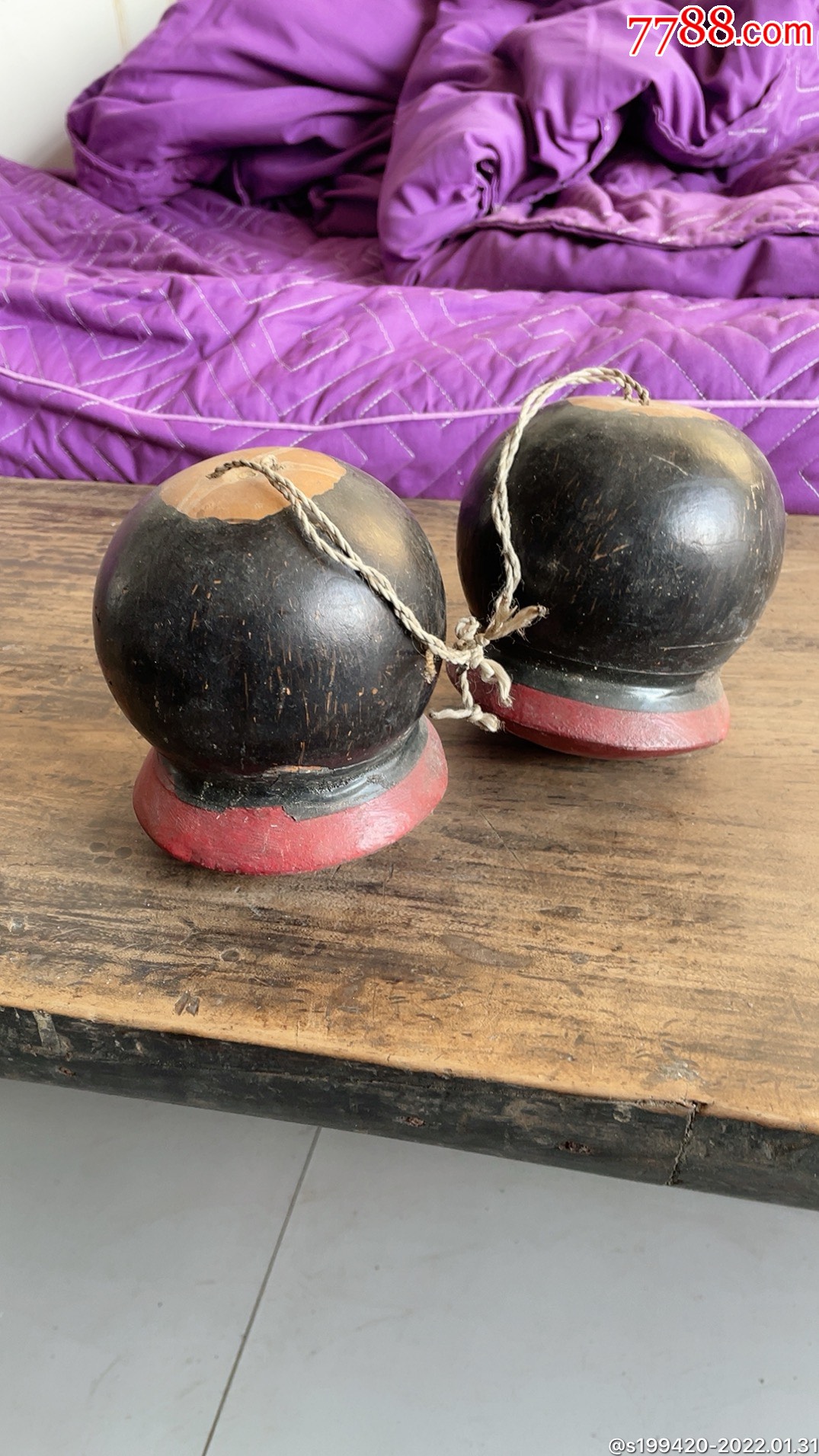 清代大户人家放风筝时挂在上面的风筝哨一对果皮制成的保存完好值得
