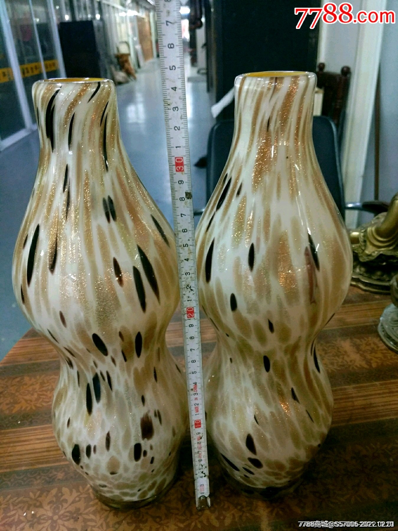 特大个洒金老琉璃花瓶一对包快递