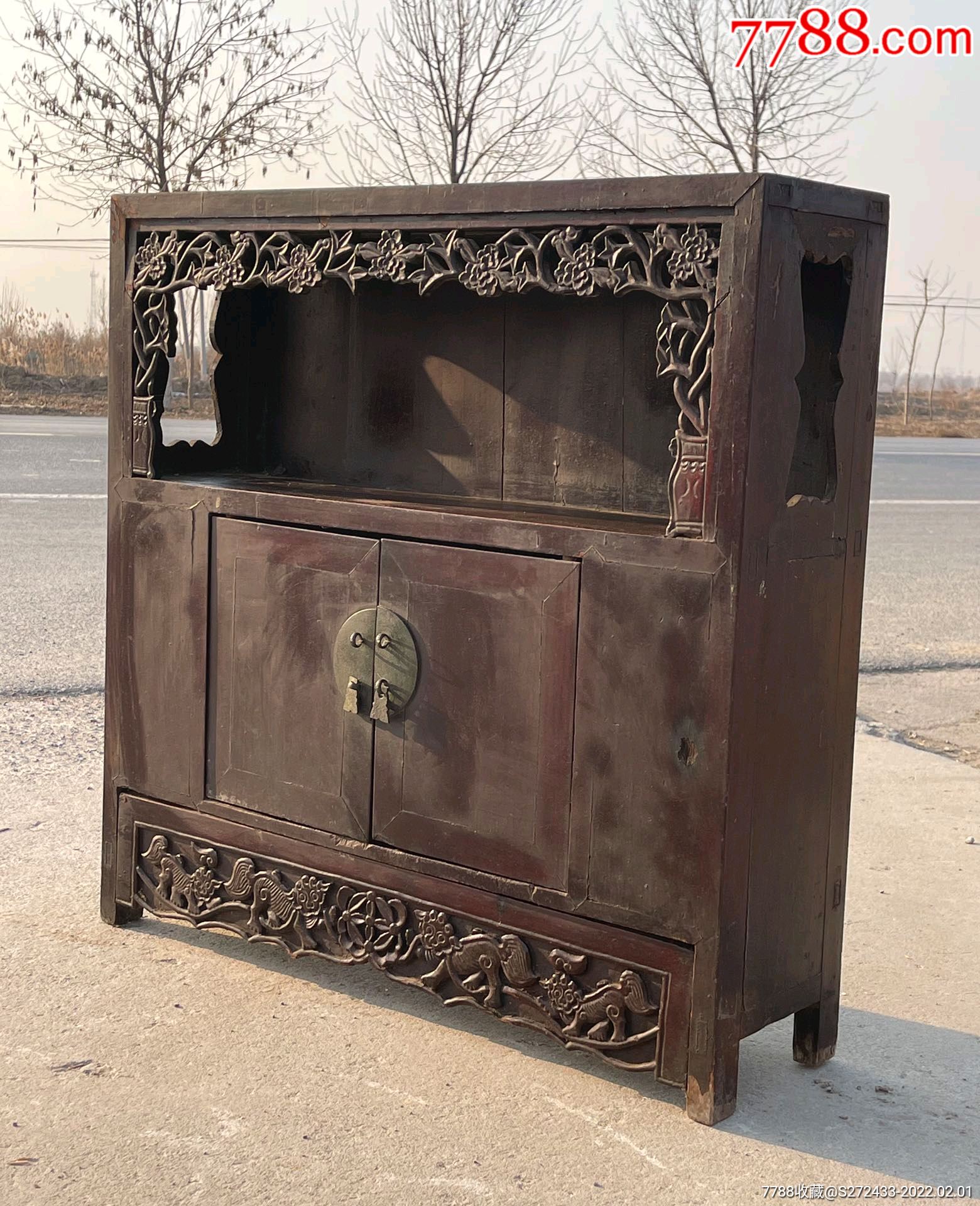 楠木书橱纯手工雕刻全品包老
