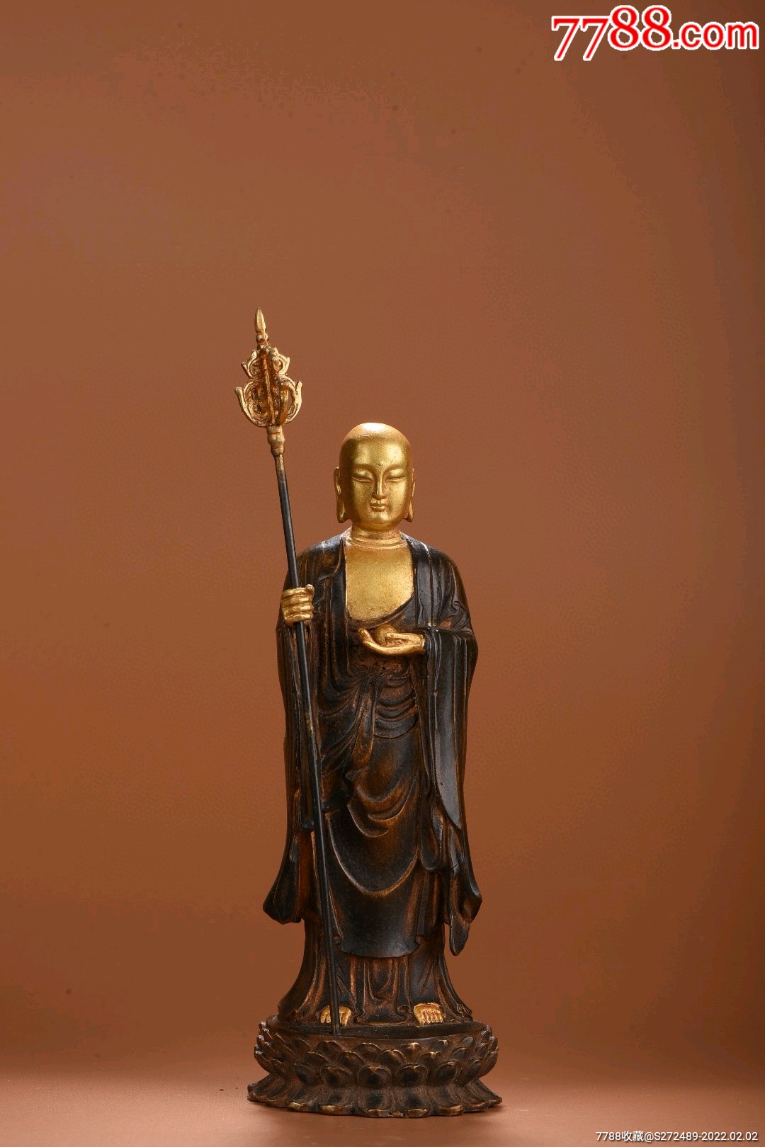 铜鎏金地藏菩萨造像,不议价_铜像/铜佛像_第1张_7788印章收藏