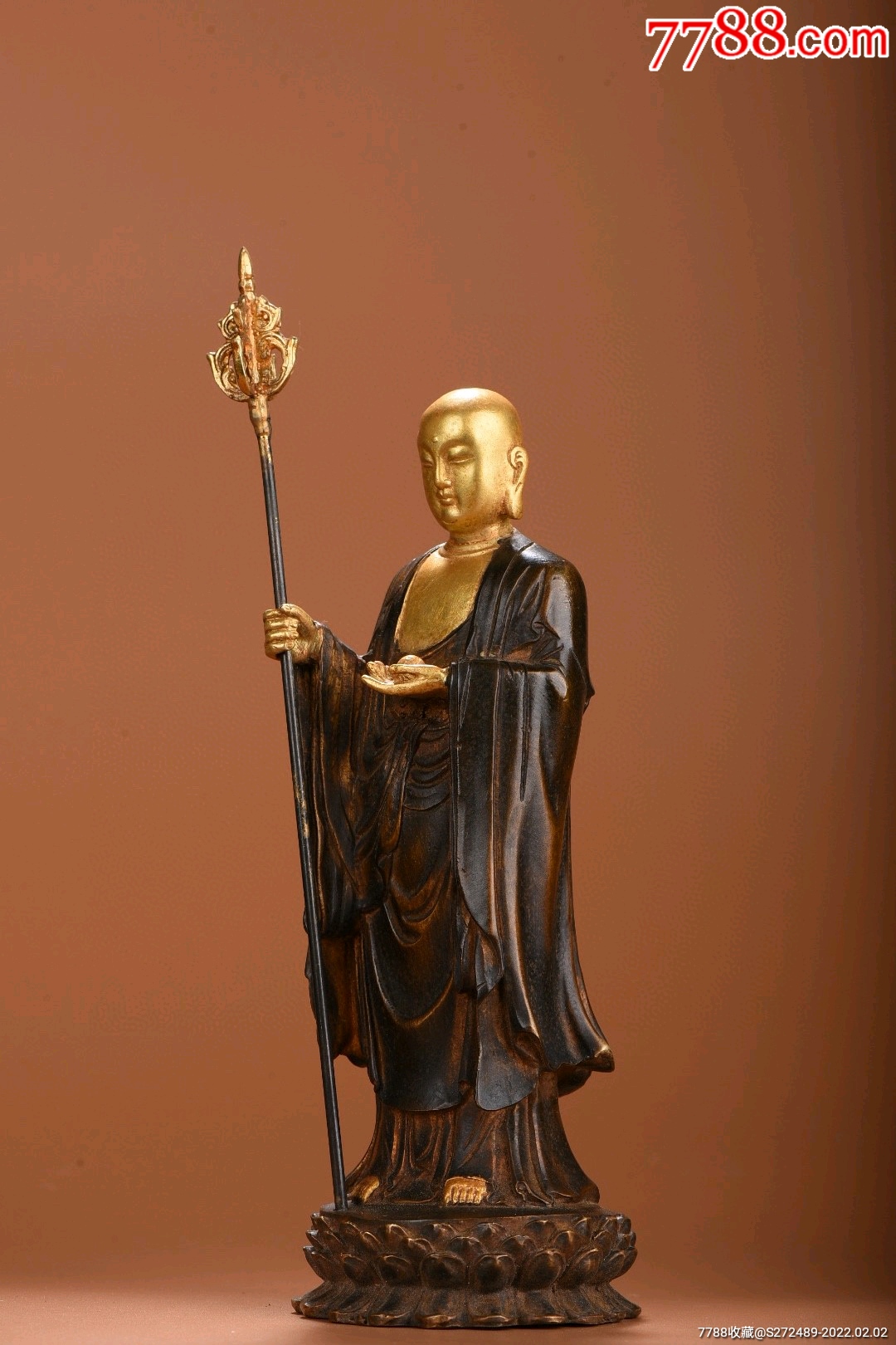 铜鎏金地藏菩萨造像,不议价_铜像/铜佛像_第6张_7788印章收藏