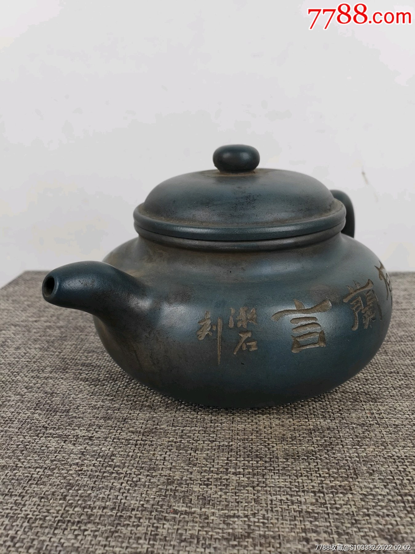 民间收到民藏顾景洲啜墨看茶底款景洲盖款座有兰言绿泥老紫砂壶一