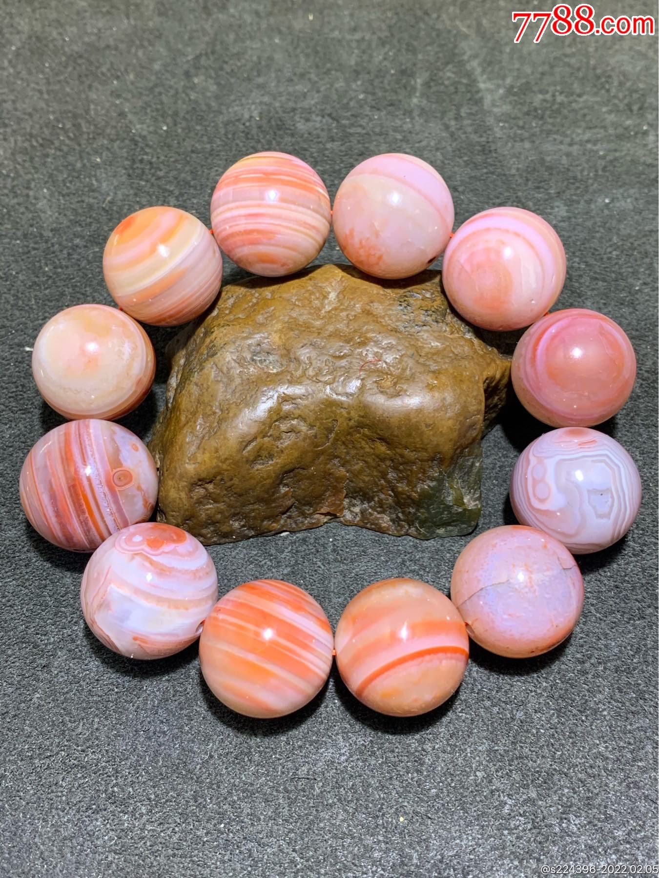 川料南红玛瑙缠丝天眼纹大单圈手串一条